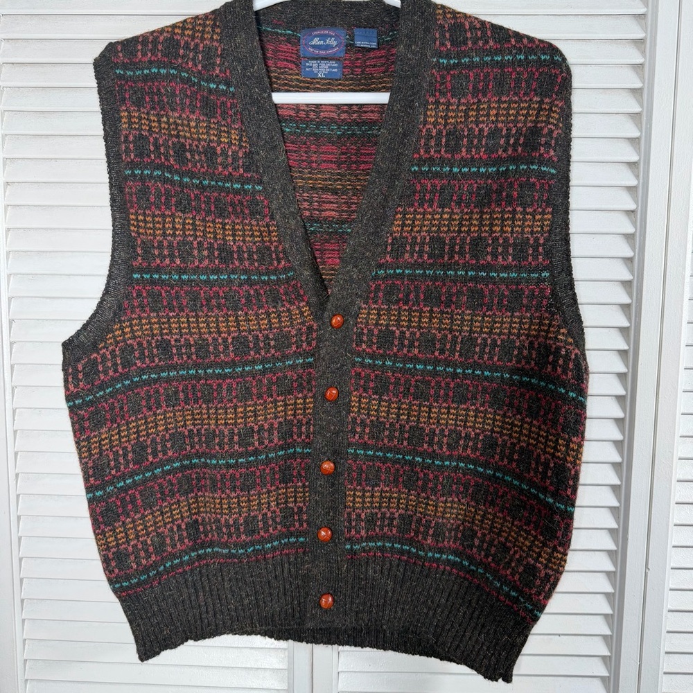 Vintage‎ Allen Solly Wool Mohair Vest XL | Scottish Knit | Shetland Wool